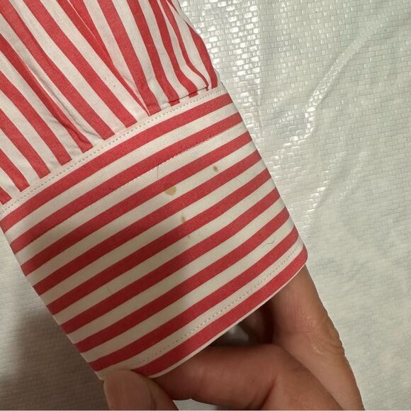 Red Striped Zara Man Tailored Fit Long sleeve Shirt size 16” collar M/L - Picture 15 of 15